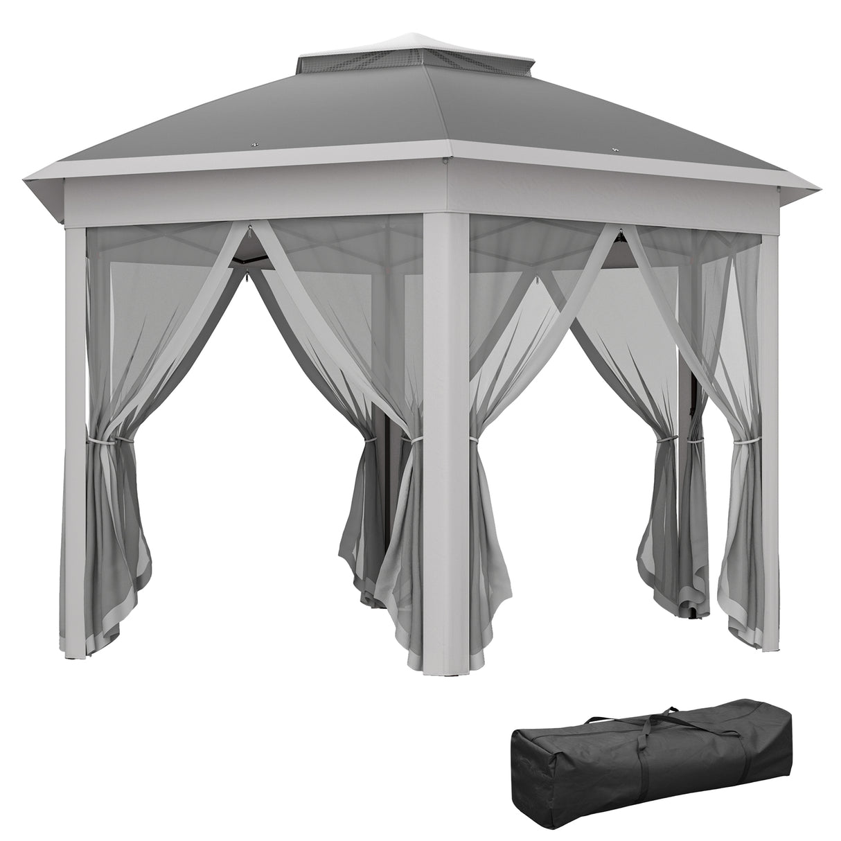 Metal Pop Up Gazebo Party Tent Canopy 405cm Width x 340cm Depth - Velmora