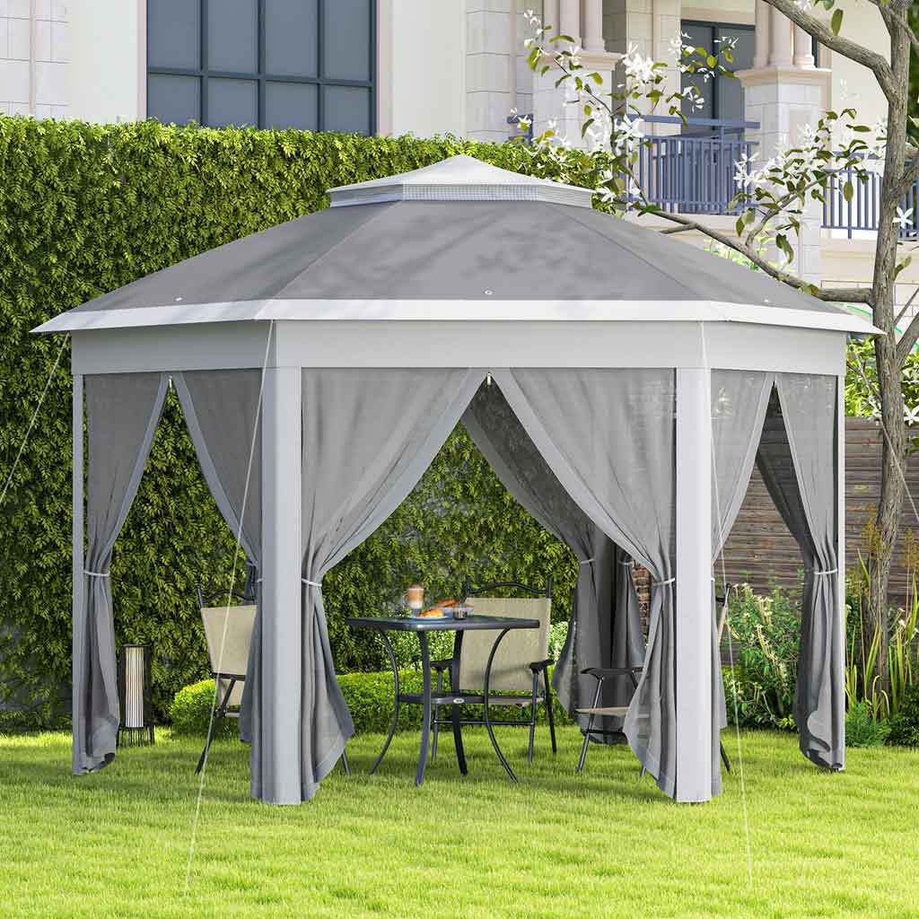 Metal Pop Up Gazebo Party Tent Canopy 405cm Width x 340cm Depth - Velmora