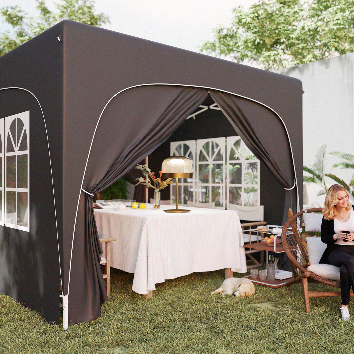 Metal Pop Up Gazebo Shelter 300cm Width x 300 Depth - Velmora