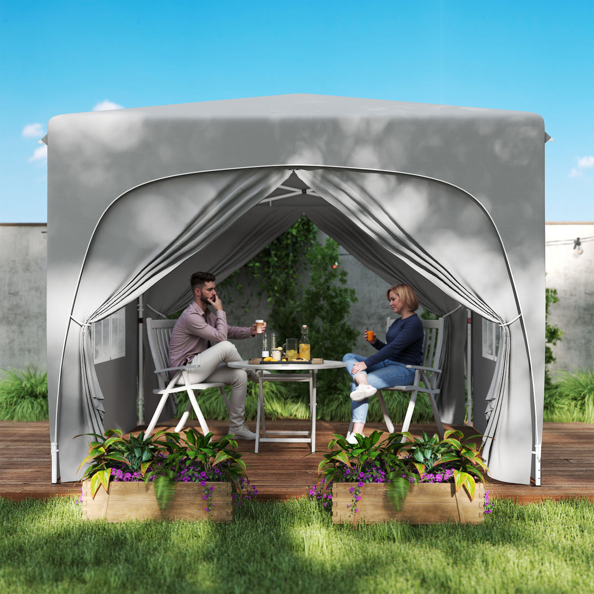 Metal Pop Up Gazebo Shelter 300cm Width x 300 Depth - Velmora