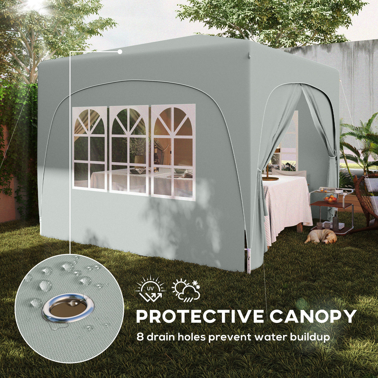 Metal Pop Up Gazebo Shelter 300cm Width x 300 Depth - Velmora