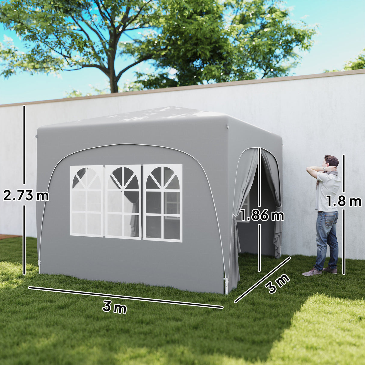 Metal Pop Up Gazebo Shelter 300cm Width x 300 Depth - Velmora