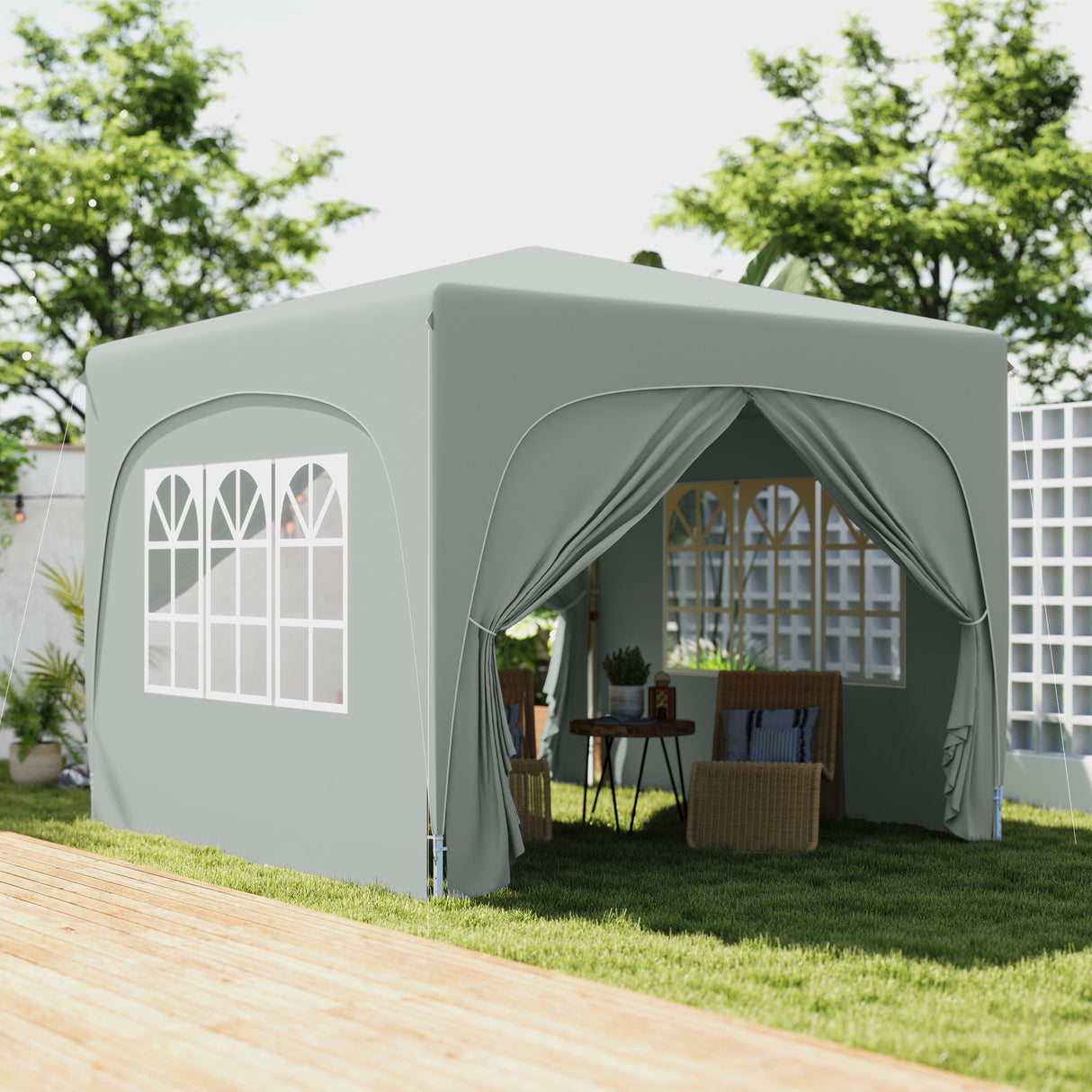 Metal Pop Up Gazebo Shelter 300cm Width x 300 Depth - Velmora