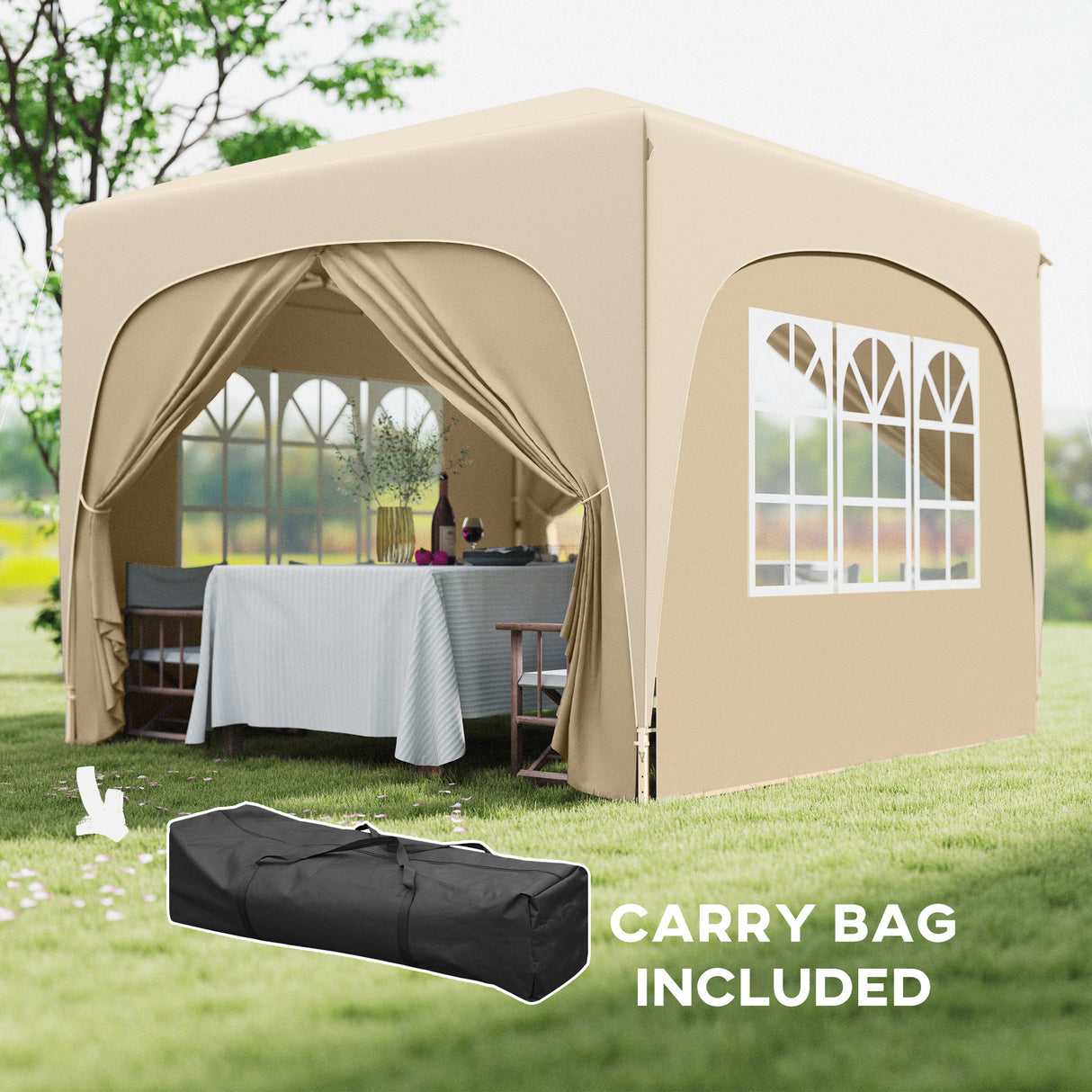 Metal Pop Up Gazebo Shelter 300cm Width x 300 Depth - Velmora