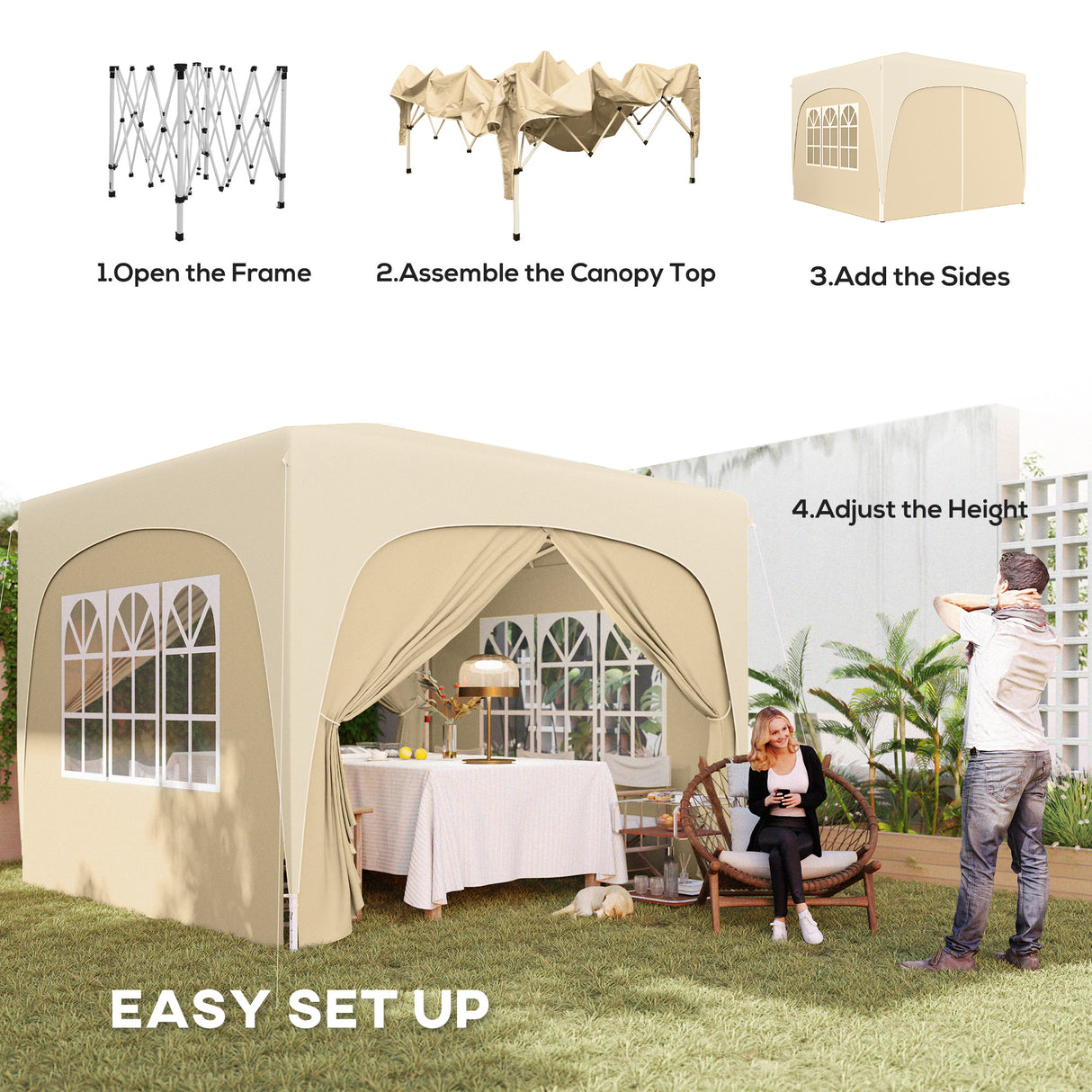 Metal Pop Up Gazebo Shelter 300cm Width x 300 Depth - Velmora