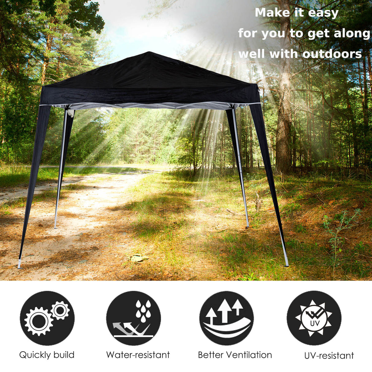 Metal Pop Up Gazebo Tent 297cm Width x 297cm Depth - Velmora