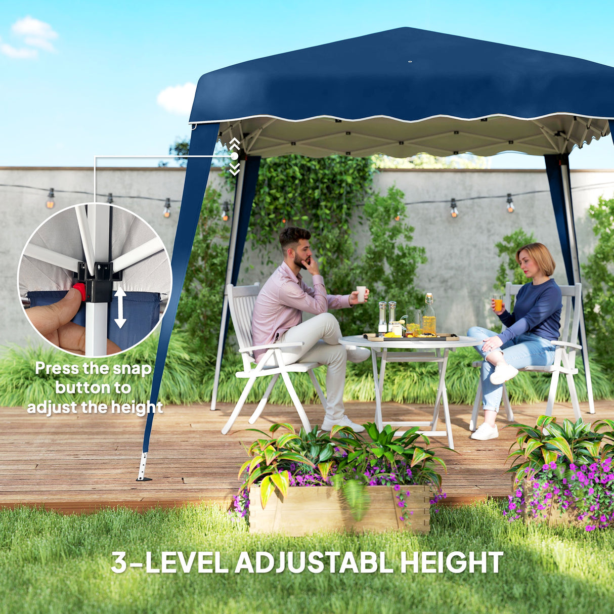 Metal Pop Up Gazebo Tent 297cm Width x 297cm Depth - Velmora