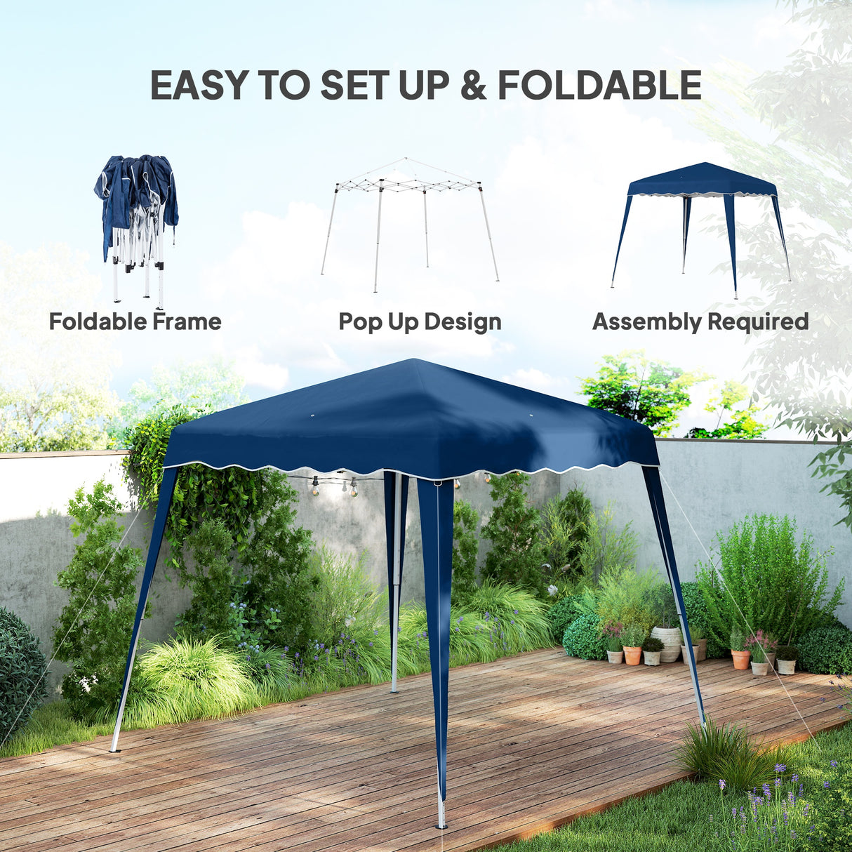 Metal Pop Up Gazebo Tent 297cm Width x 297cm Depth - Velmora