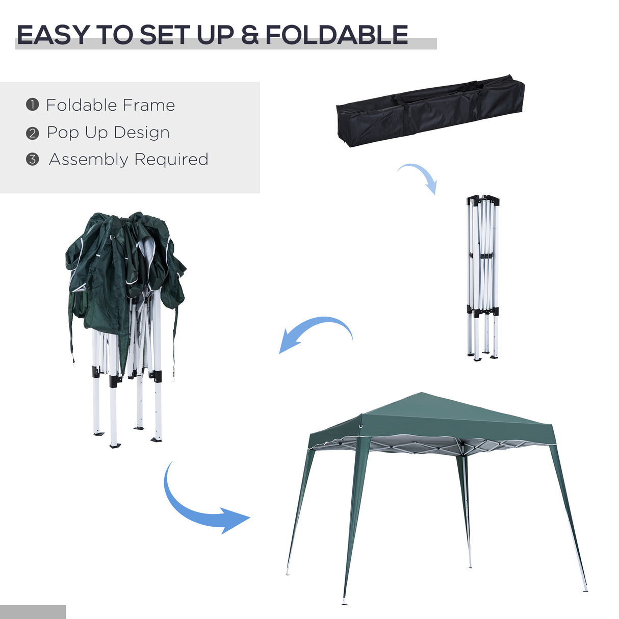 Metal Pop Up Gazebo Tent 297cm Width x 297cm Depth - Velmora