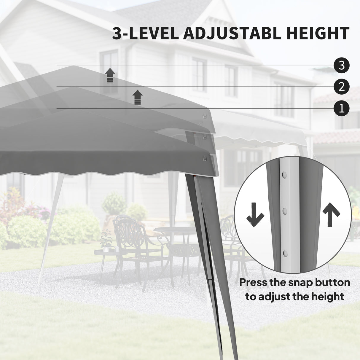 Metal Pop Up Gazebo Tent 297cm Width x 297cm Depth - Velmora