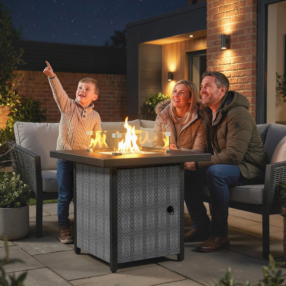 Metal Propane Gas 11.7 KW Smokeless Square Fire Pit Table for Garden - Velmora