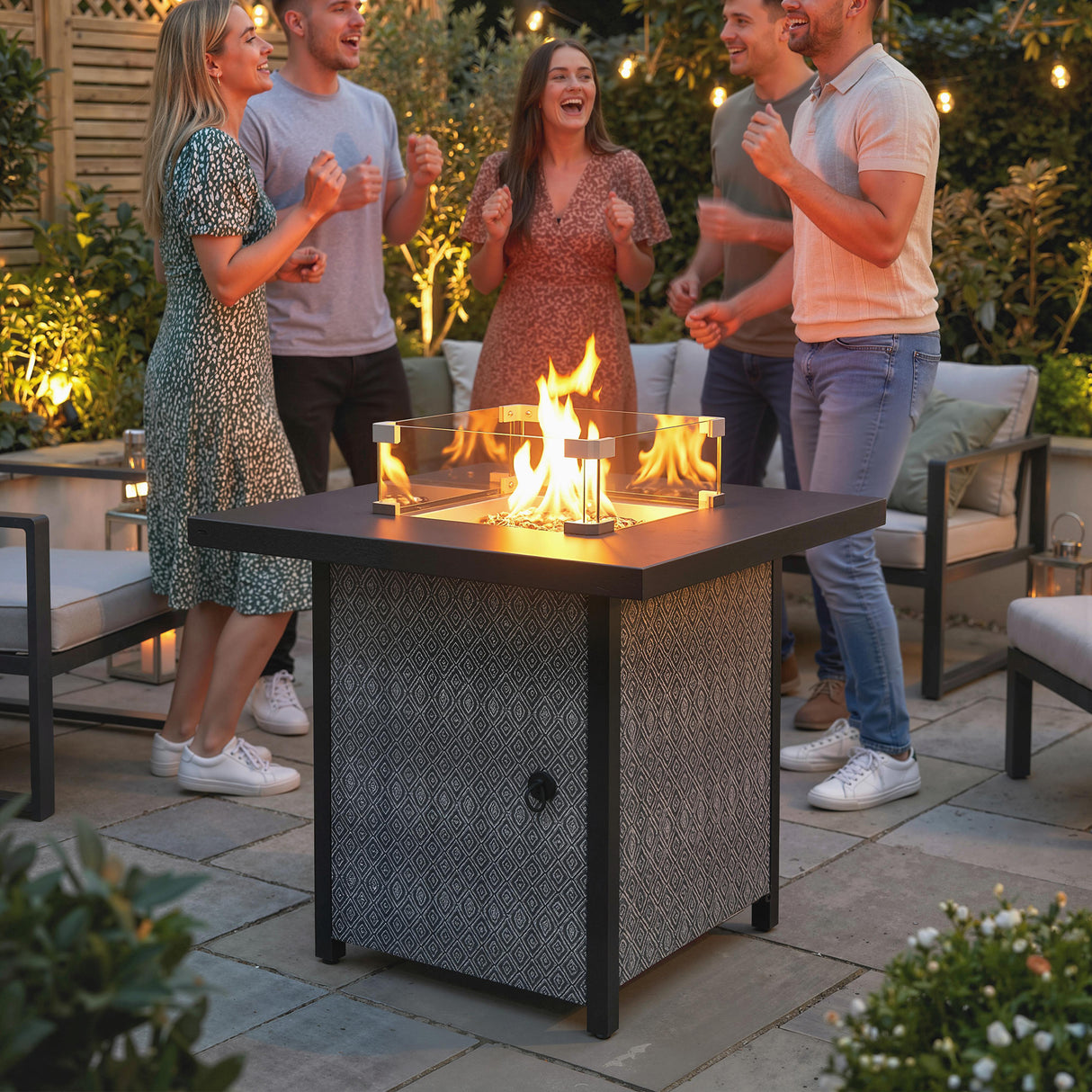 Metal Propane Gas 11.7 KW Smokeless Square Fire Pit Table for Garden - Velmora