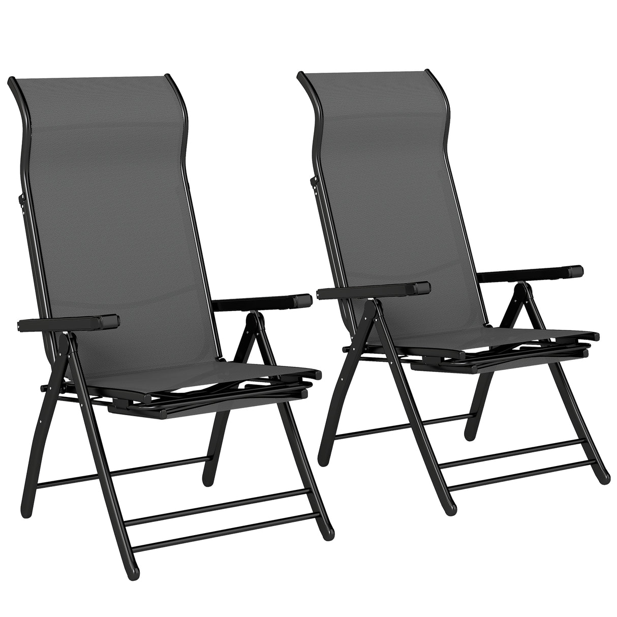 Metal Reclining Garden Sun Lounger Chairs in Set of 2 With High Back - Velmora