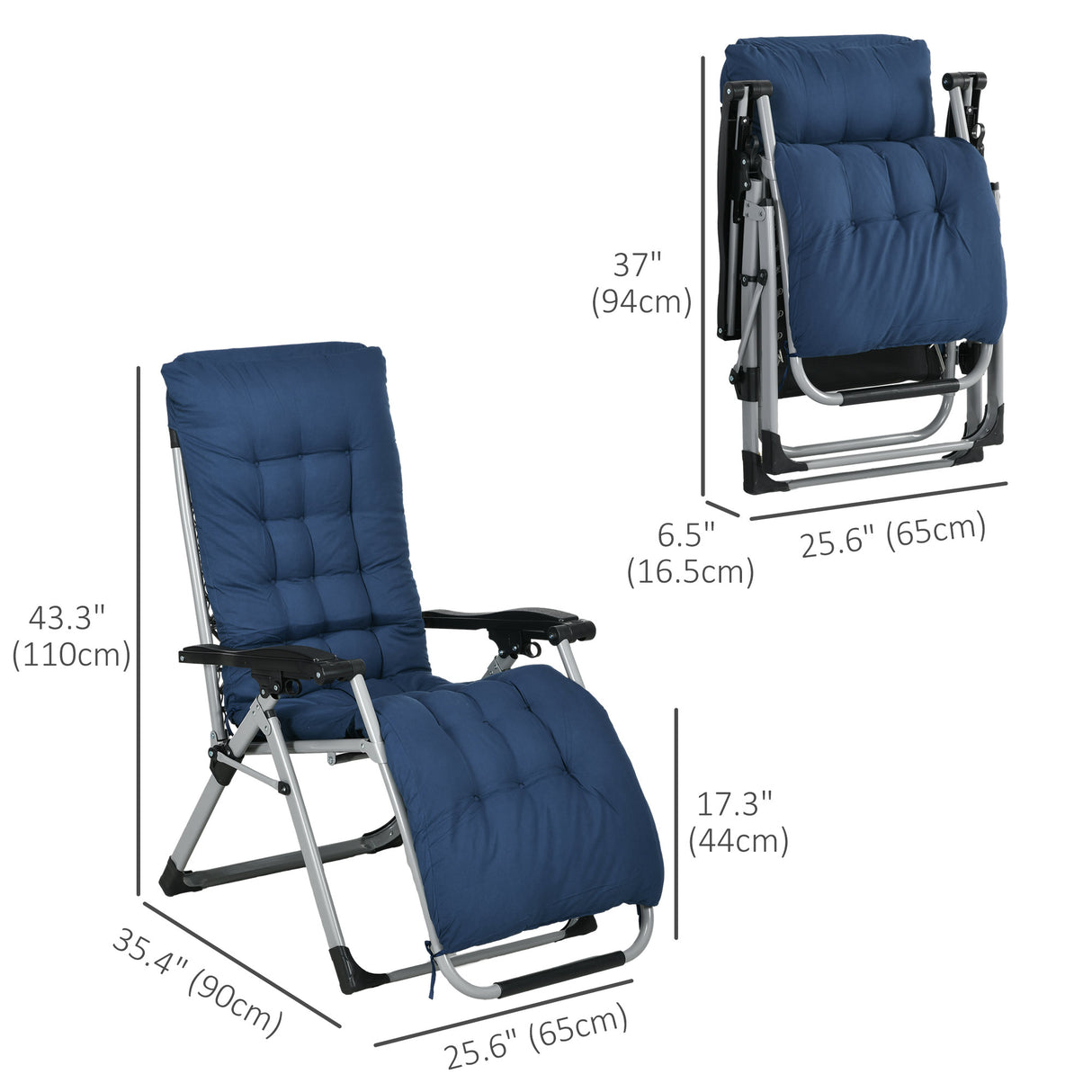 Metal Reclining Zero Gravity Garden Sun Loungers In Set of 2 With Cushions - Velmora