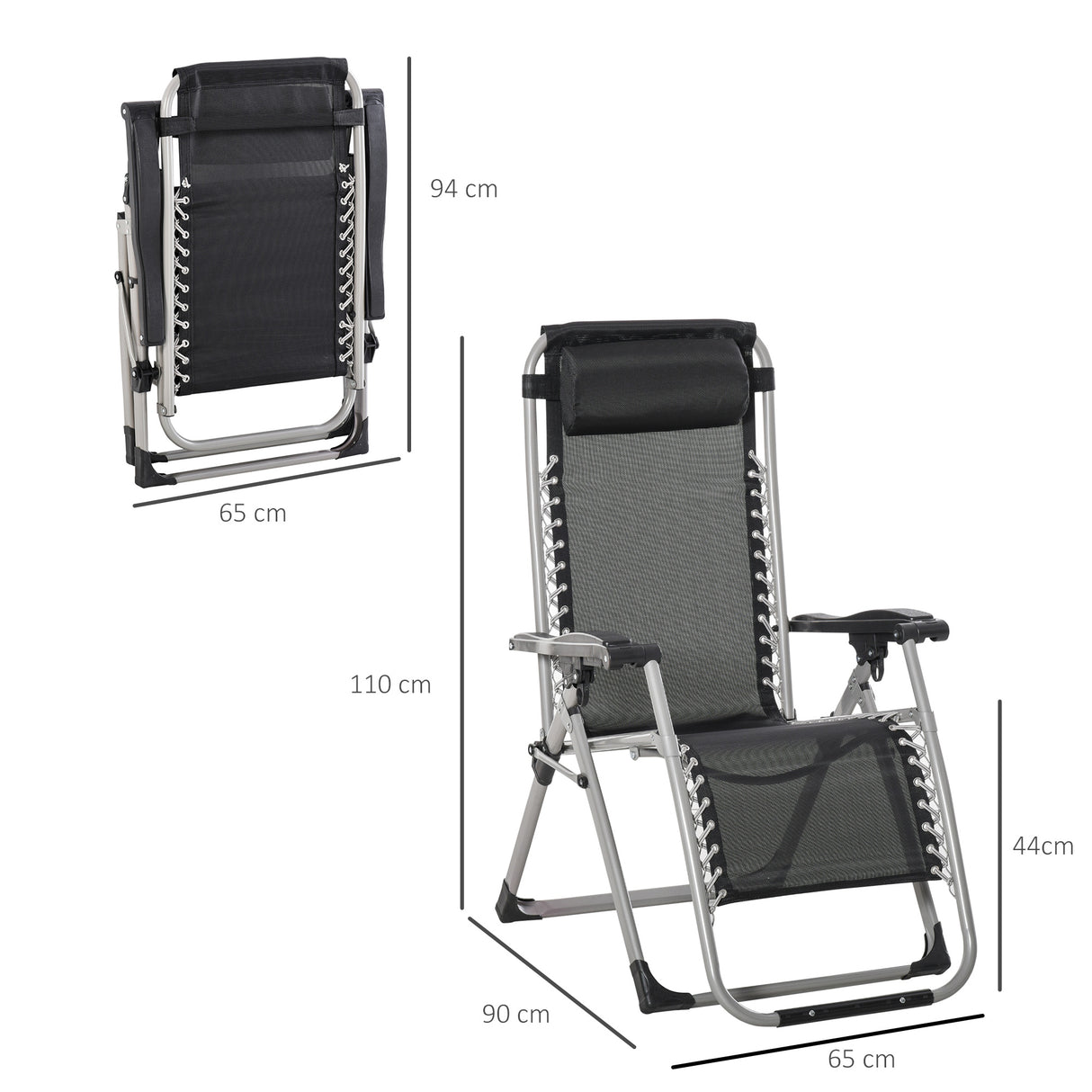 Metal Reclining Zero Gravity Garden Sun Loungers In Set of 2 With Cushions - Velmora