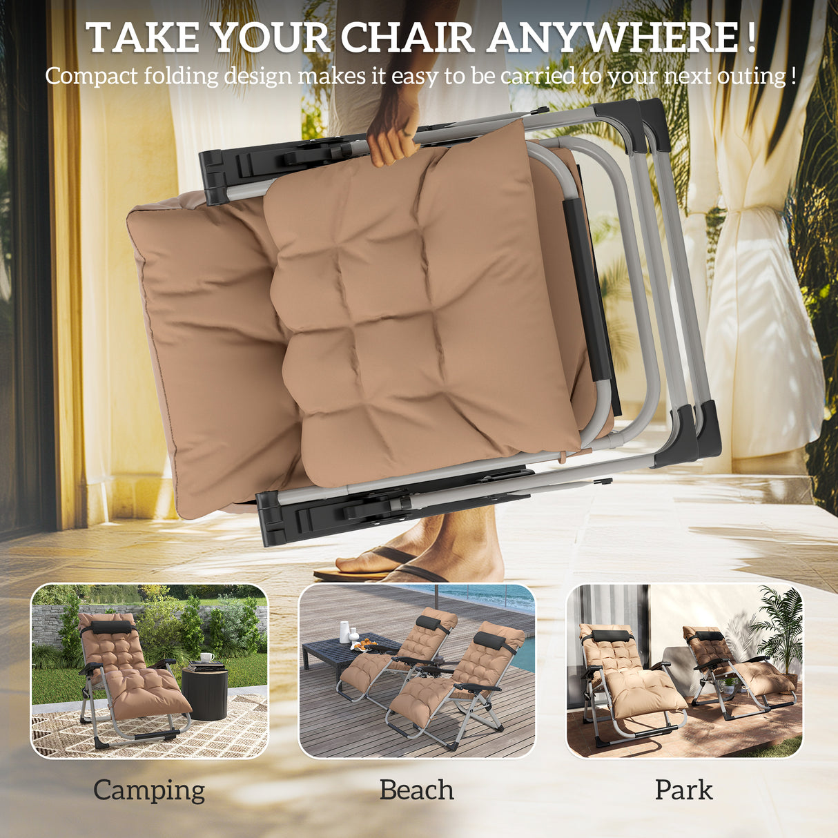 Metal Reclining Zero Gravity Garden Sun Loungers In Set of 2 With Cushions - Velmora