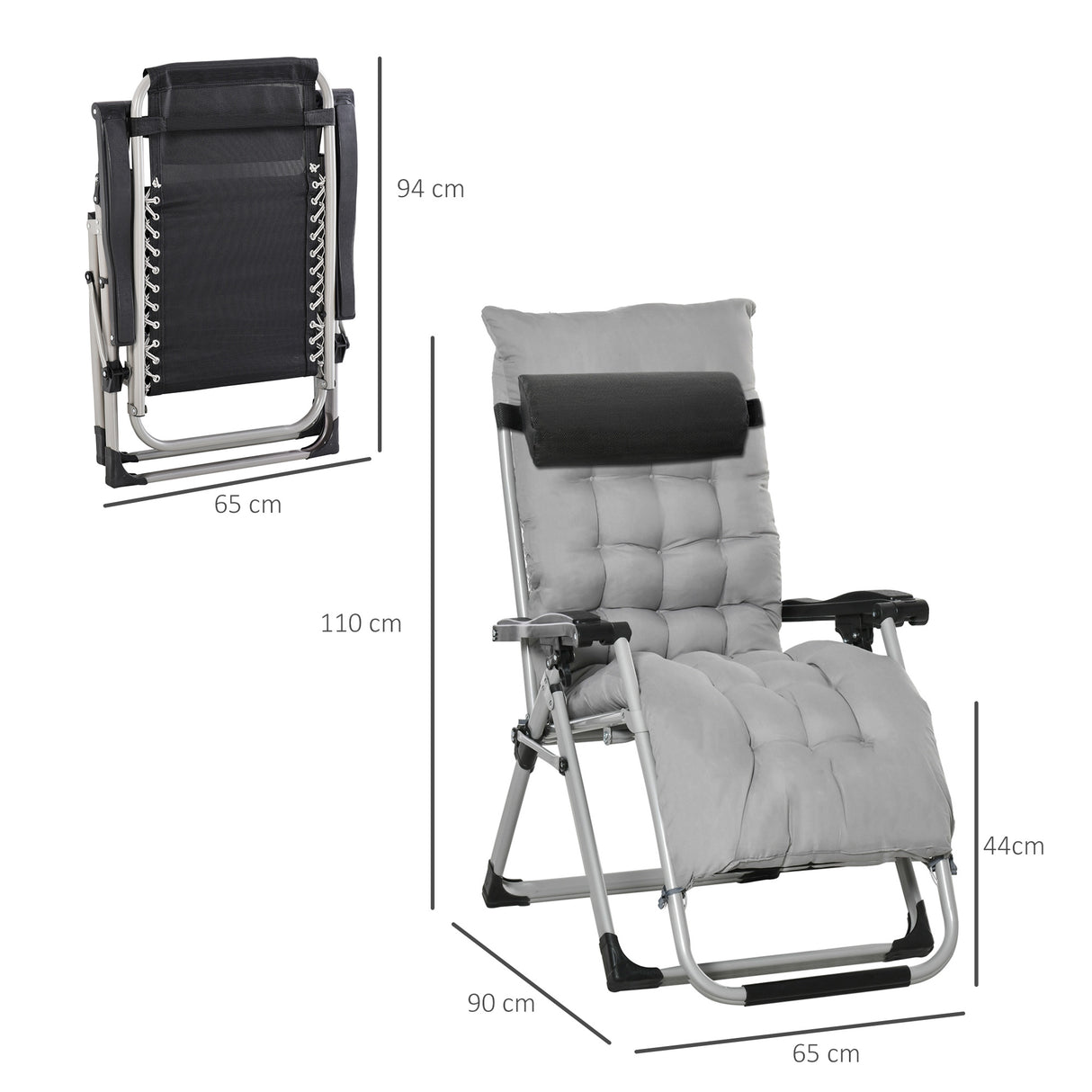Metal Reclining Zero Gravity Garden Sun Loungers In Set of 2 With Cushions - Velmora