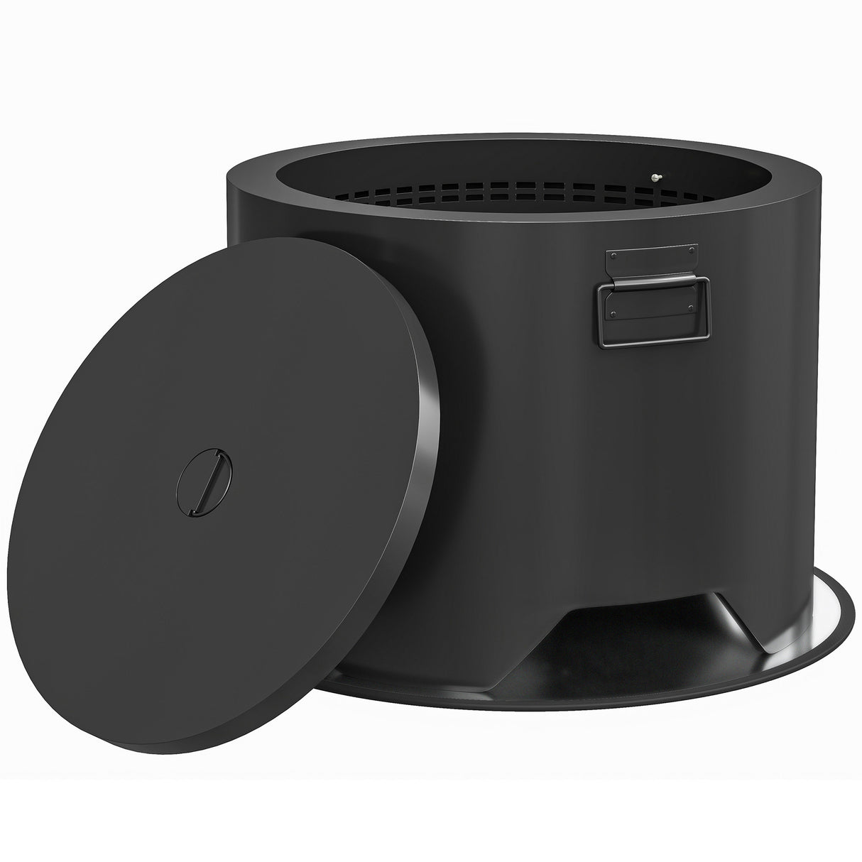 Metal Round Fire Pit With Lid And Fire Poker - Velmora