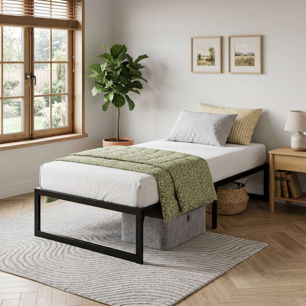 Metal Single Bed 90.6cm Wide - Velmora