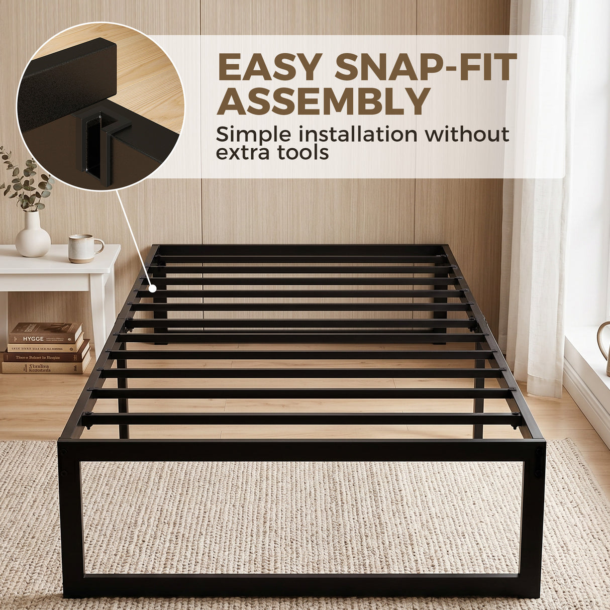 Metal Single Bed 90.6cm Wide - Velmora
