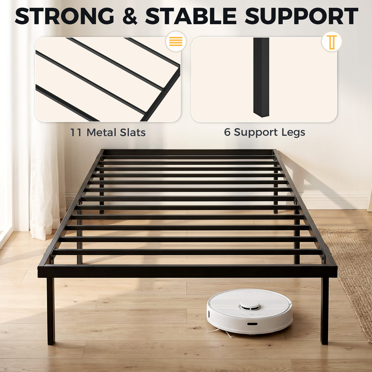 Metal Single Bed 91cm Wide - Velmora
