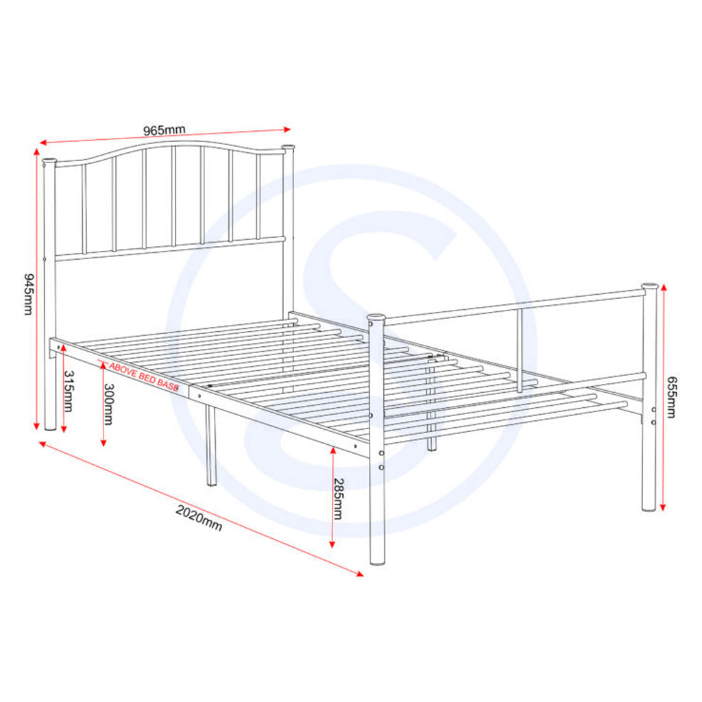 Metal Single Bed - Newton