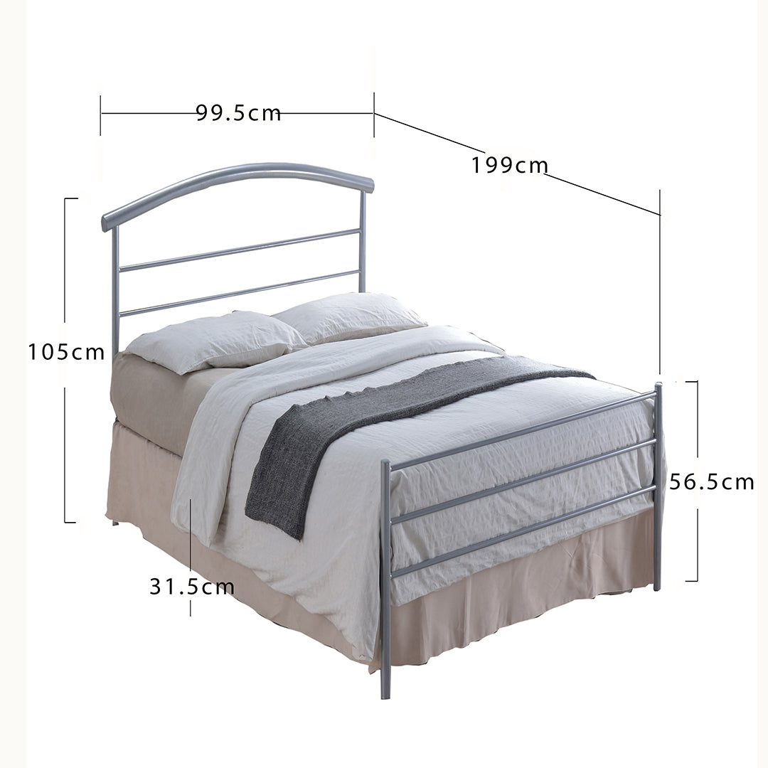 Metal Single Bed With Sprung Slatted Base - Brennington