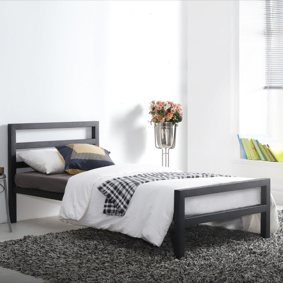 Metal Single Bed With Sprung Slatted Base - City Block