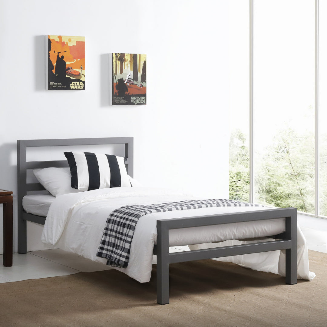 Metal Single Bed With Sprung Slatted Base - City Block