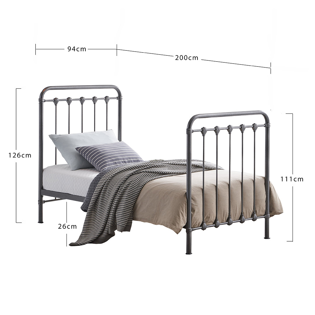 Metal Single Bed With Sprung Slatted Base - Havana