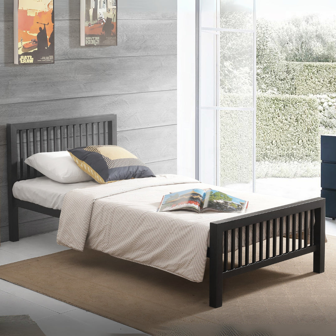 Metal Single Bed With Sprung Slatted Base - Meridian