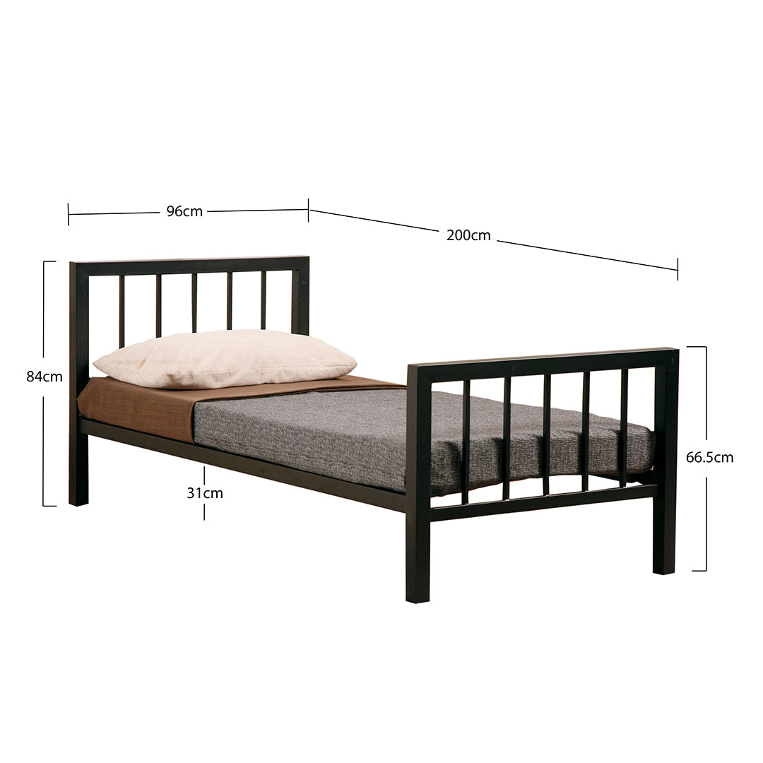 Metal Single Bed With Sprung Slatted Base - Metro