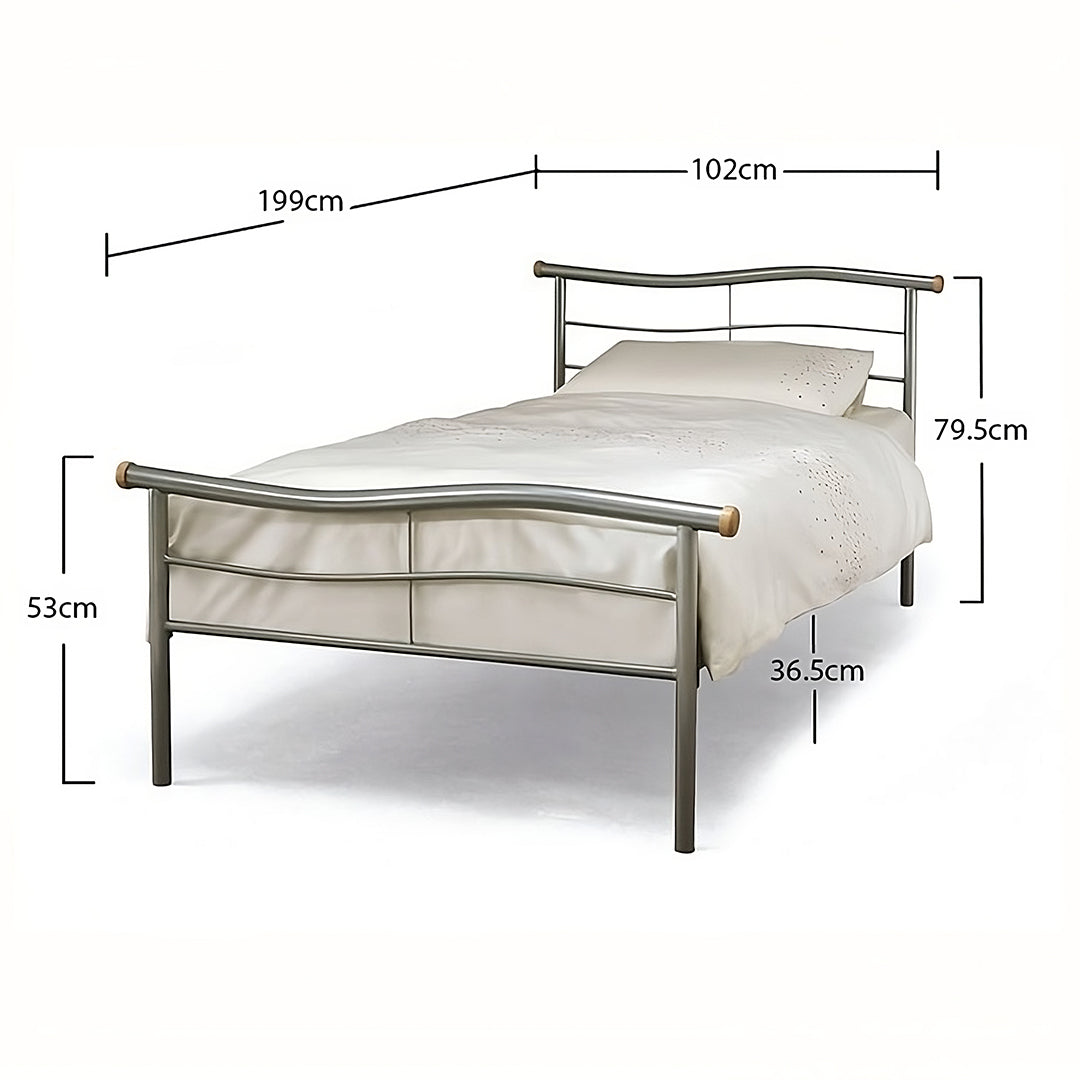 Metal Single Bed With Sprung Slatted Base - Waverley