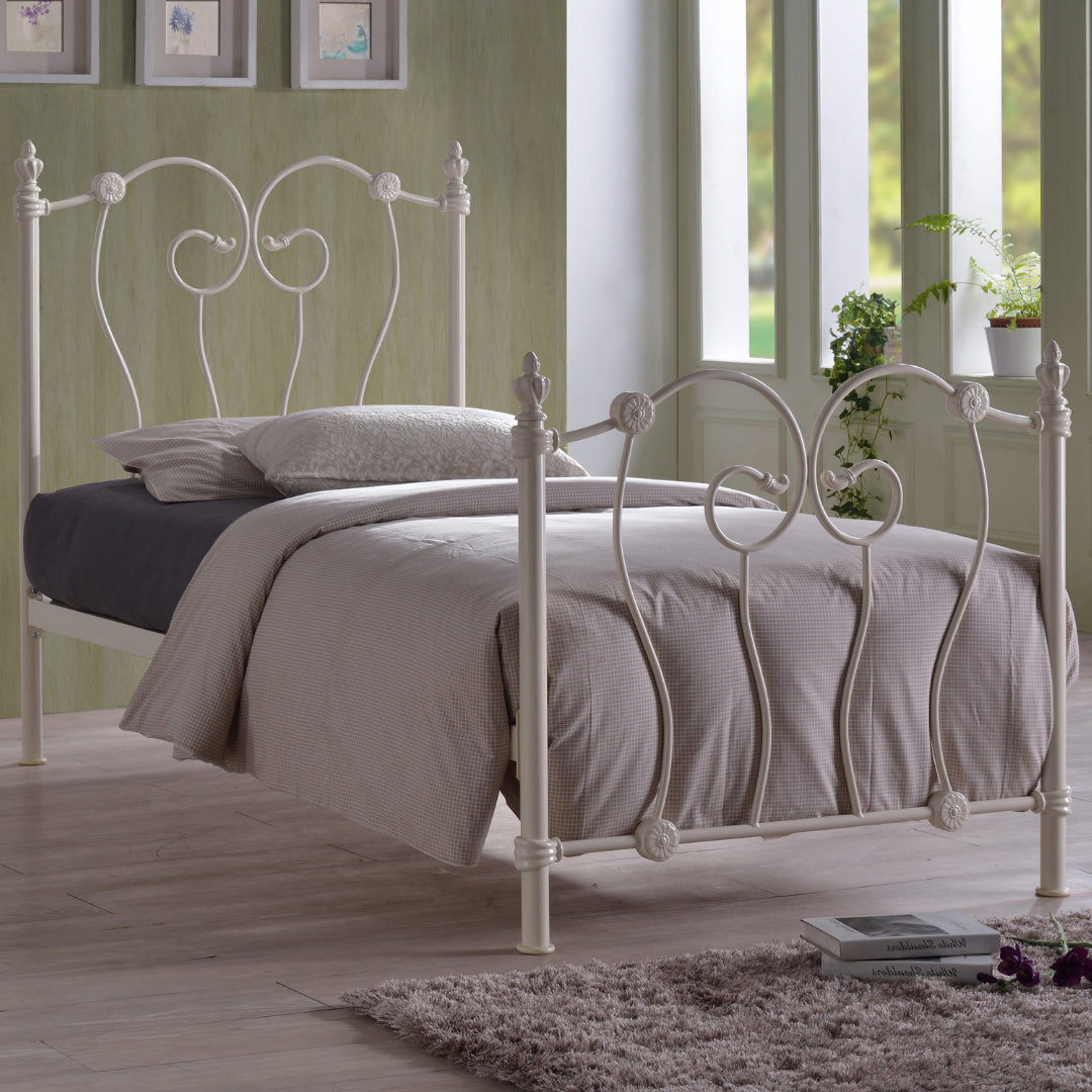 Metal Single Bed Victorian Style With Sprung Slatted Base - Inova