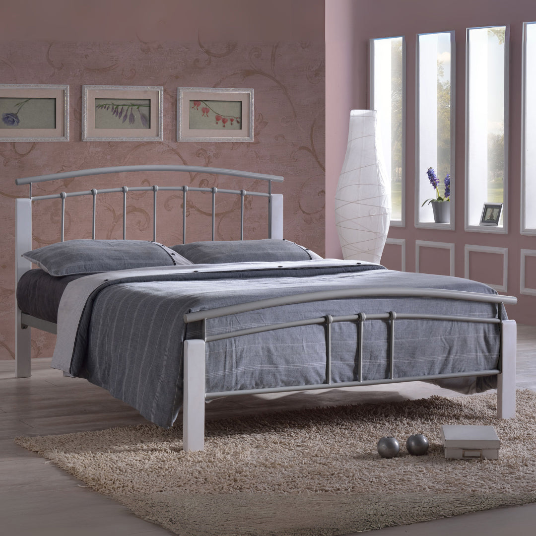 Metal Single Bed With Wooden Posts - Tetras
