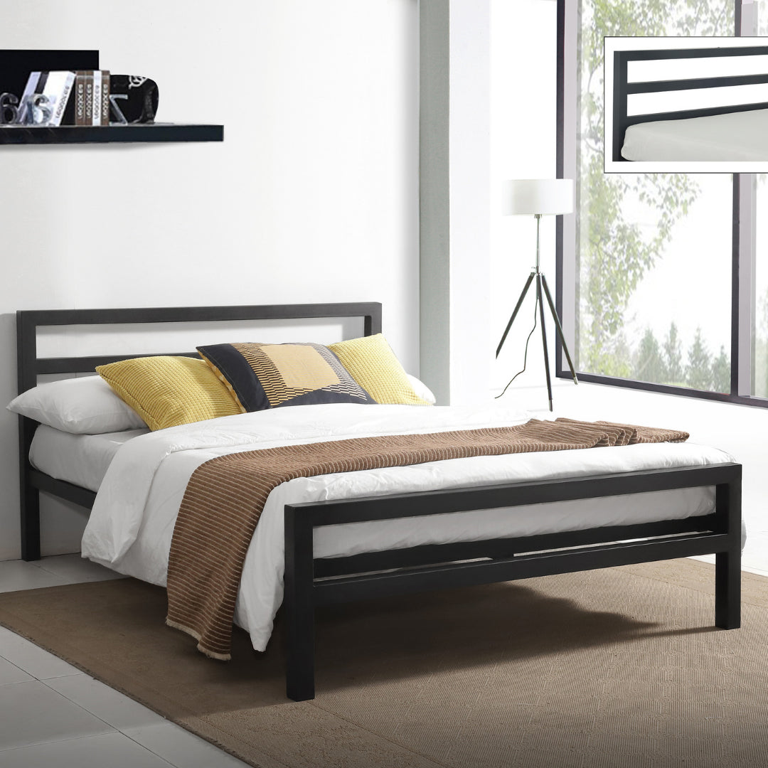 Metal Small Double Bed With Sprung Slatted Base - City Block