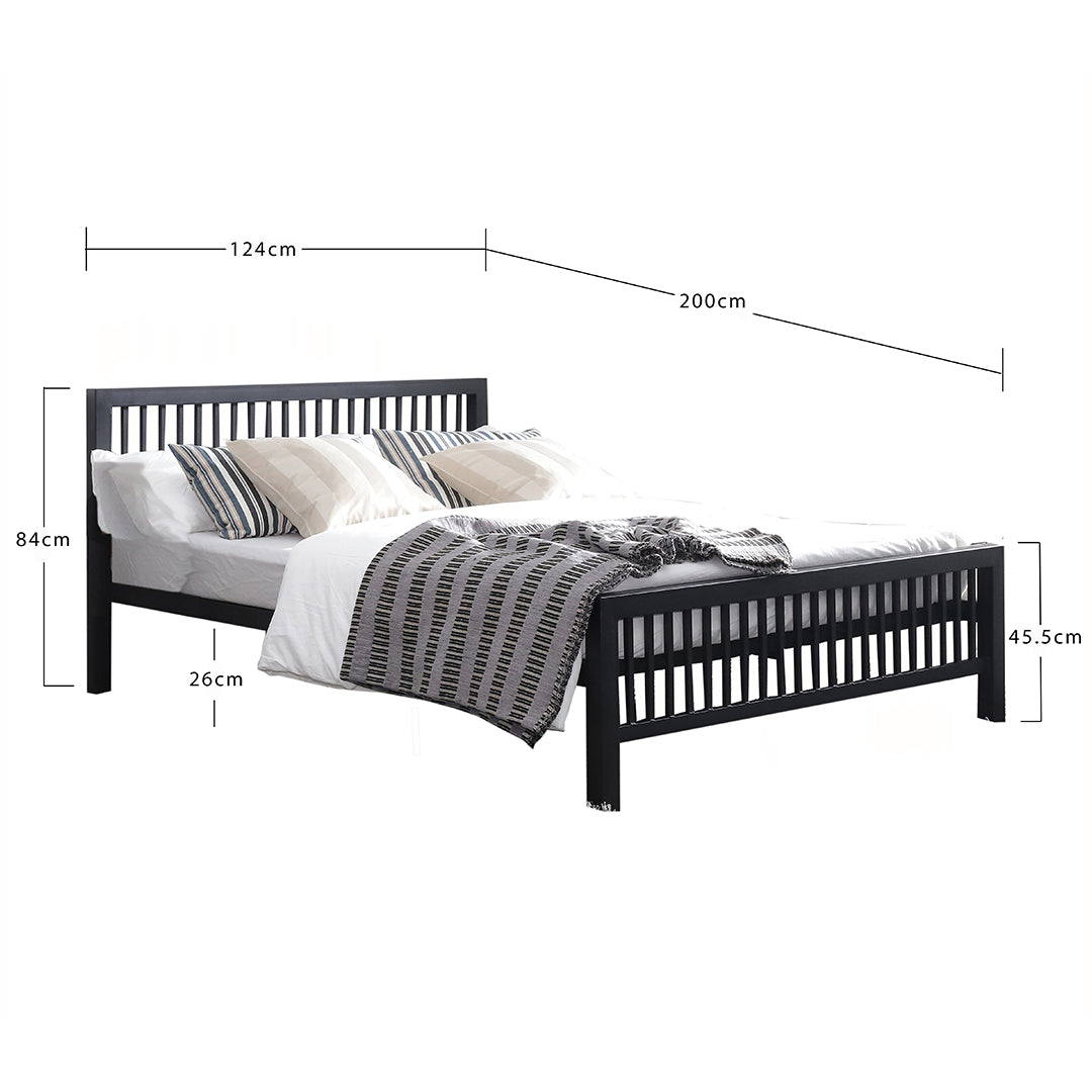 Metal Small Double Bed With Sprung Slatted Base - Meridian
