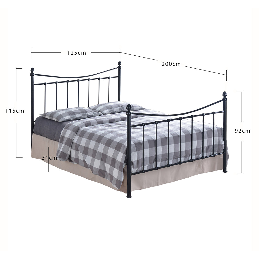Metal Small Double Bed Victorian Style With Sprung Slatted Base - Alderley