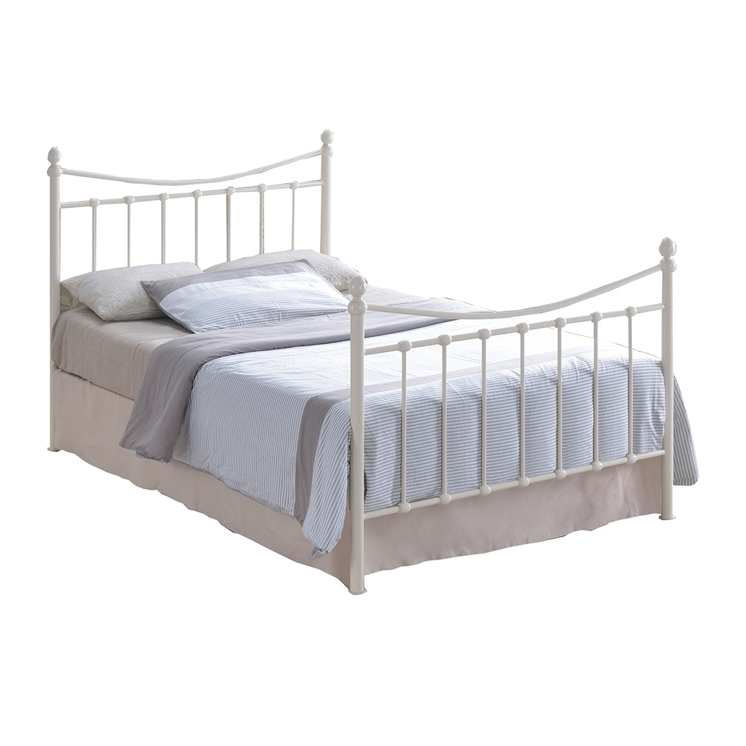 Metal Small Double Bed Victorian Style With Sprung Slatted Base - Alderley