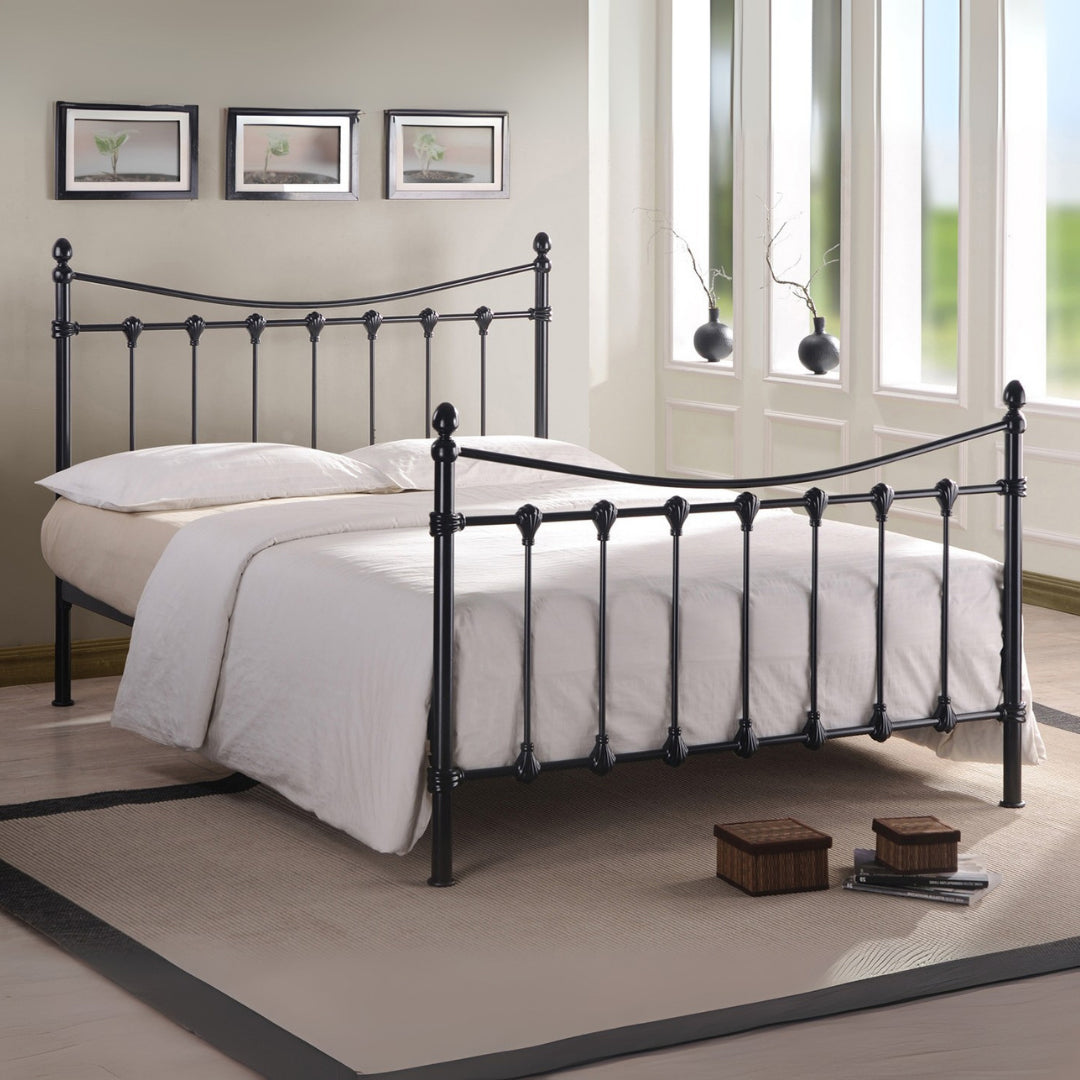 Metal Small Double Bed Victorian Style With Sprung Slatted Base - Florida