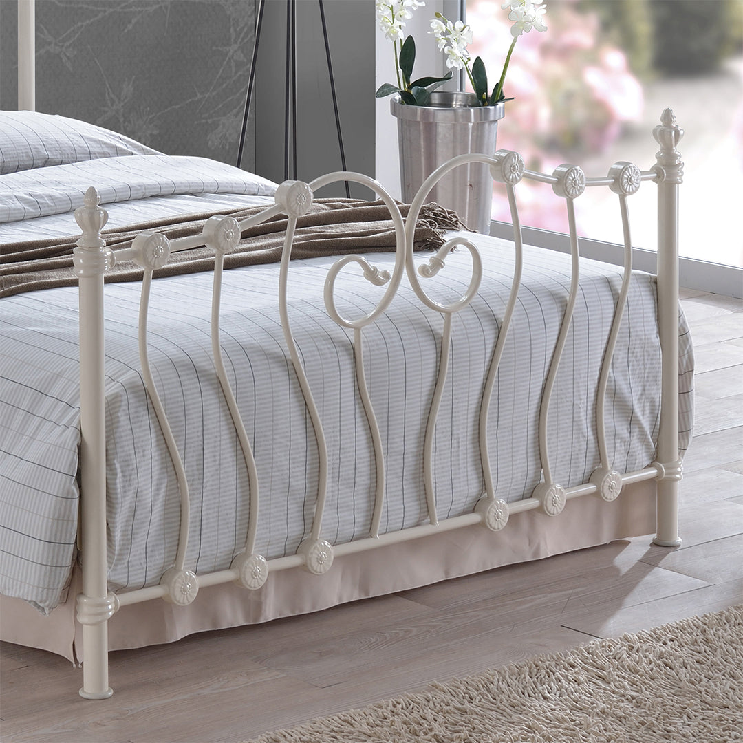 Metal Small Double Bed Victorian Style With Sprung Slatted Base - Inova