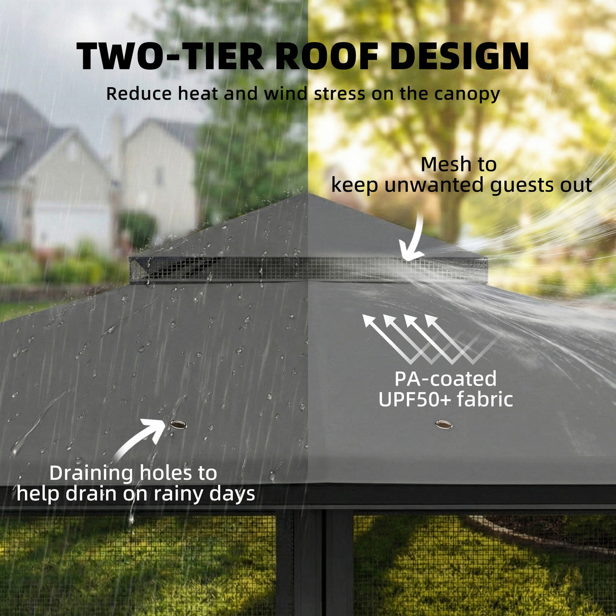 Metal Softtop Gazebo 330cm Width x 330cm Depth With Mosquito Netting - Velmora