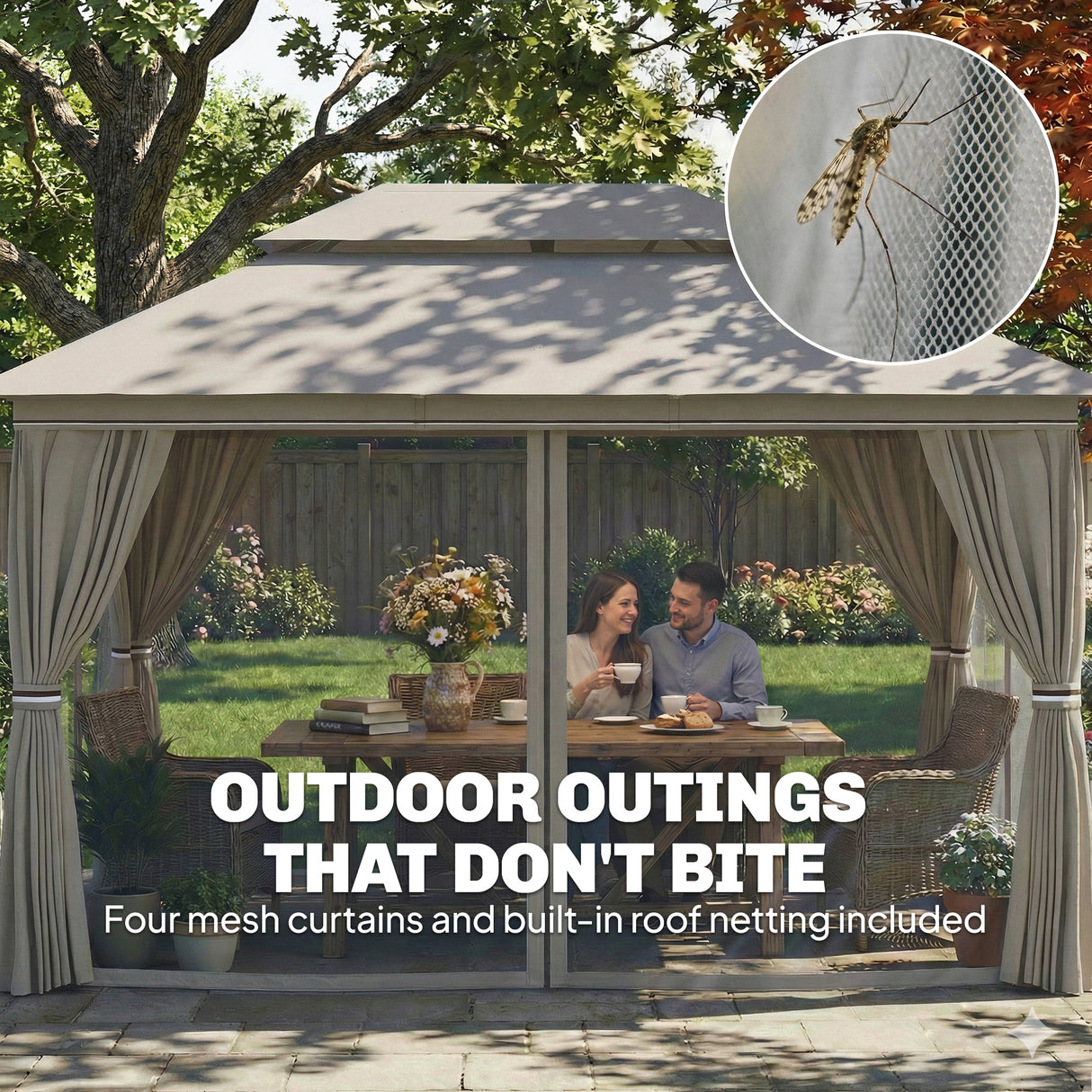 Metal Softtop Gazebo 400cm Width x 300cm Depth With Curtains - Velmora