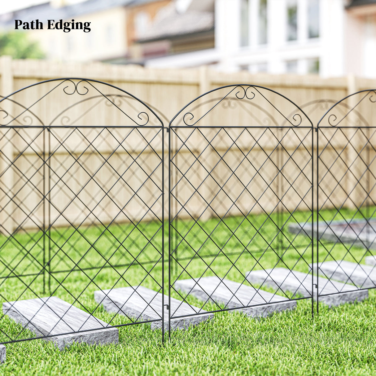 Metal Wire Picket Garden Fence Panels 348cm Wide in Set Of 4 - Velmora