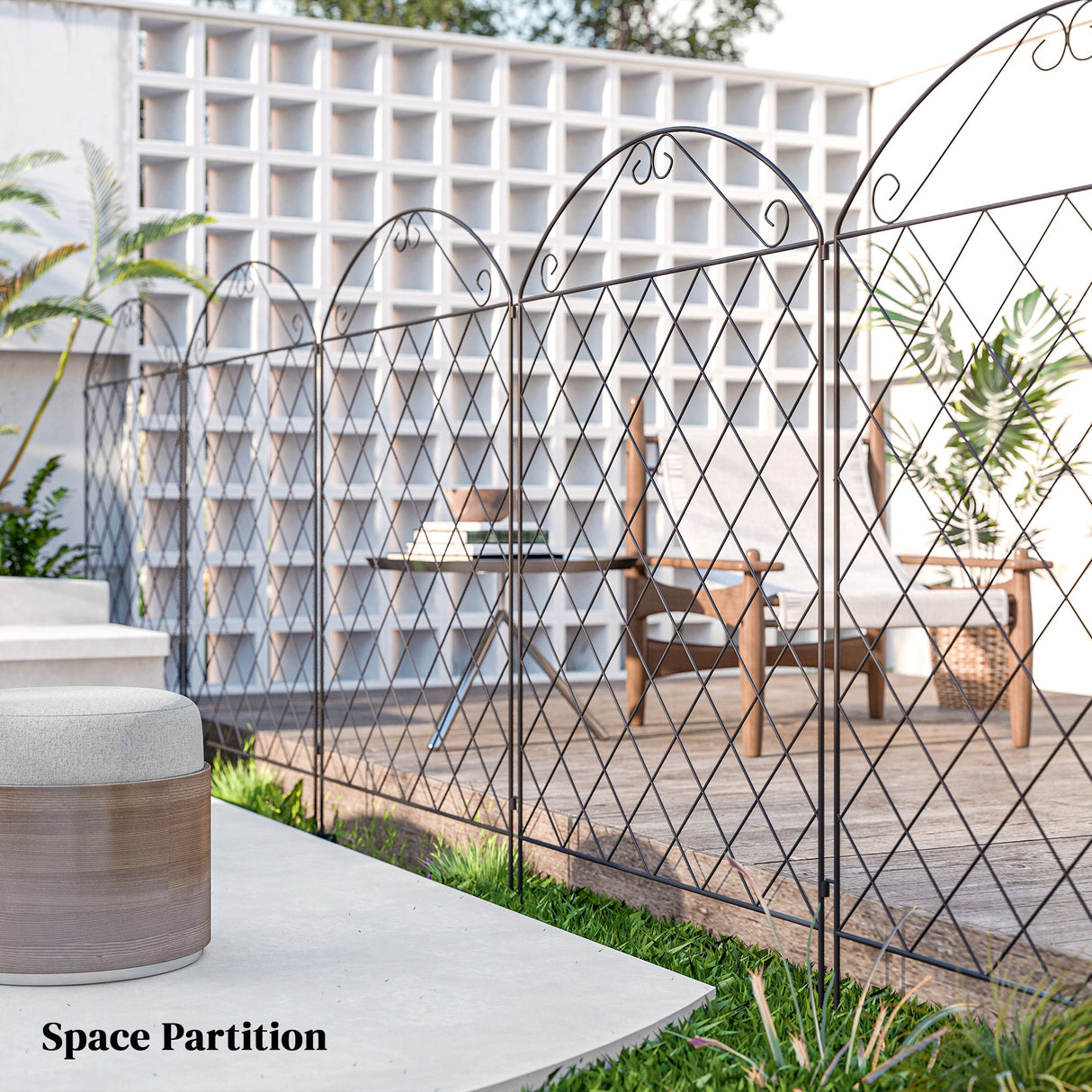 Metal Wire Picket Garden Fence Panels 348cm Wide in Set Of 4 - Velmora