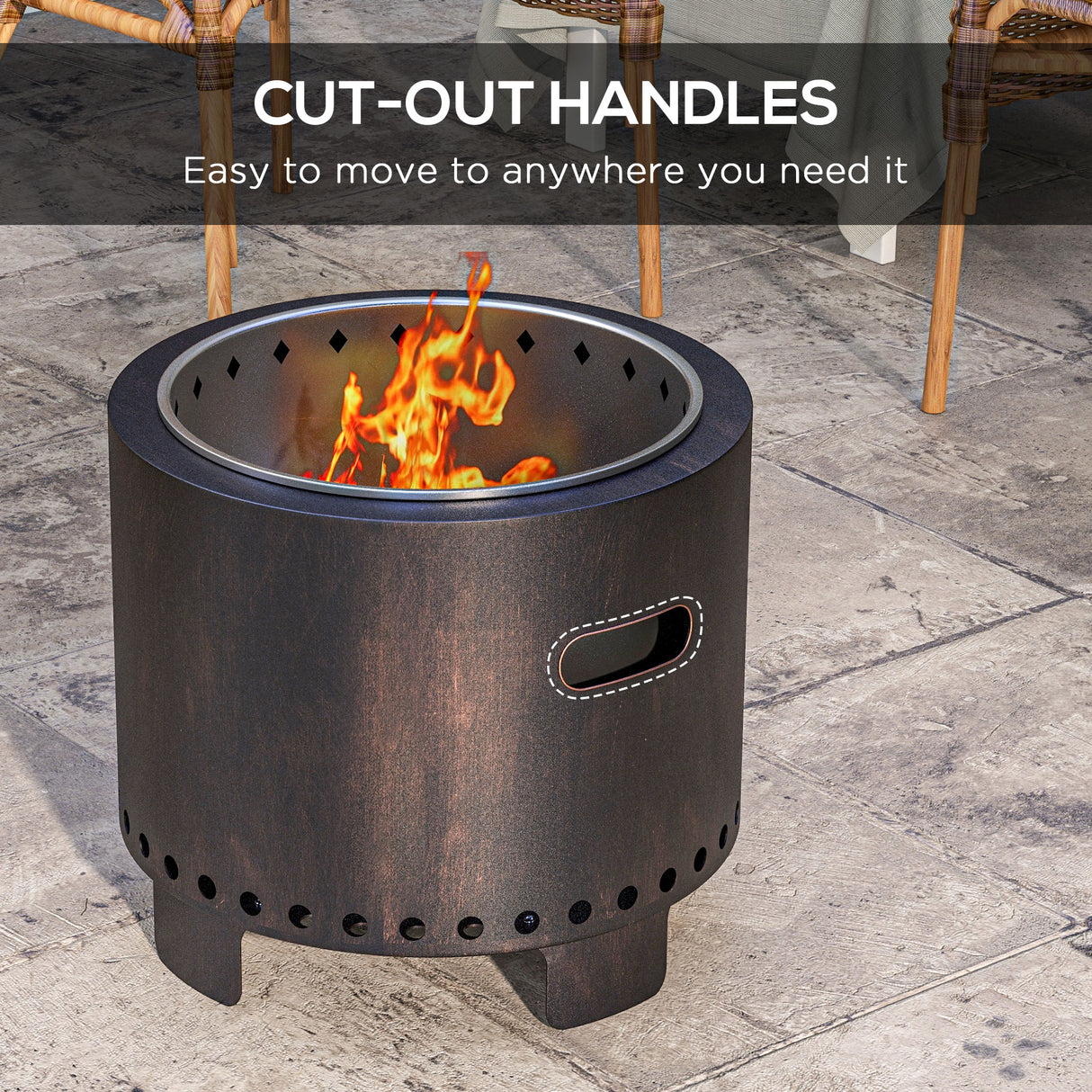 Metal Wood Burning Round Smokeless Fire Pit - Velmora