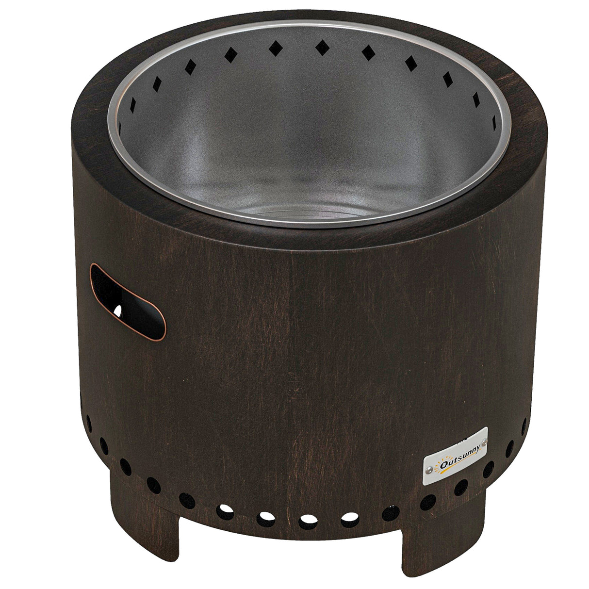 Metal Wood Burning Round Smokeless Fire Pit - Velmora