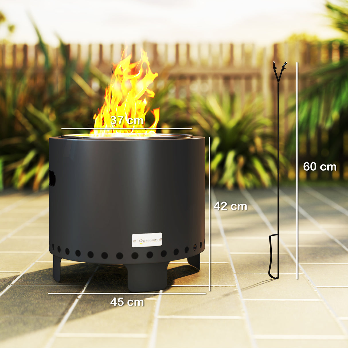 Metal Wood Burning Round Smokeless Fire Pit - Velmora