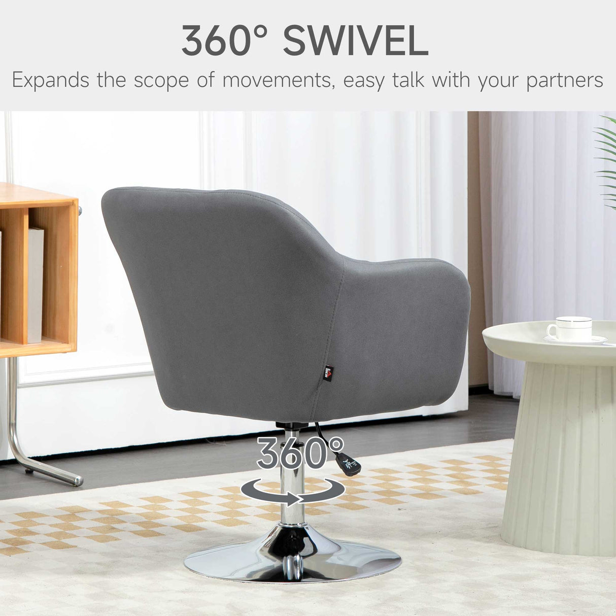Microfibre Fabric Accent Chair 60cm Wide With Adjustable Height - Velmora