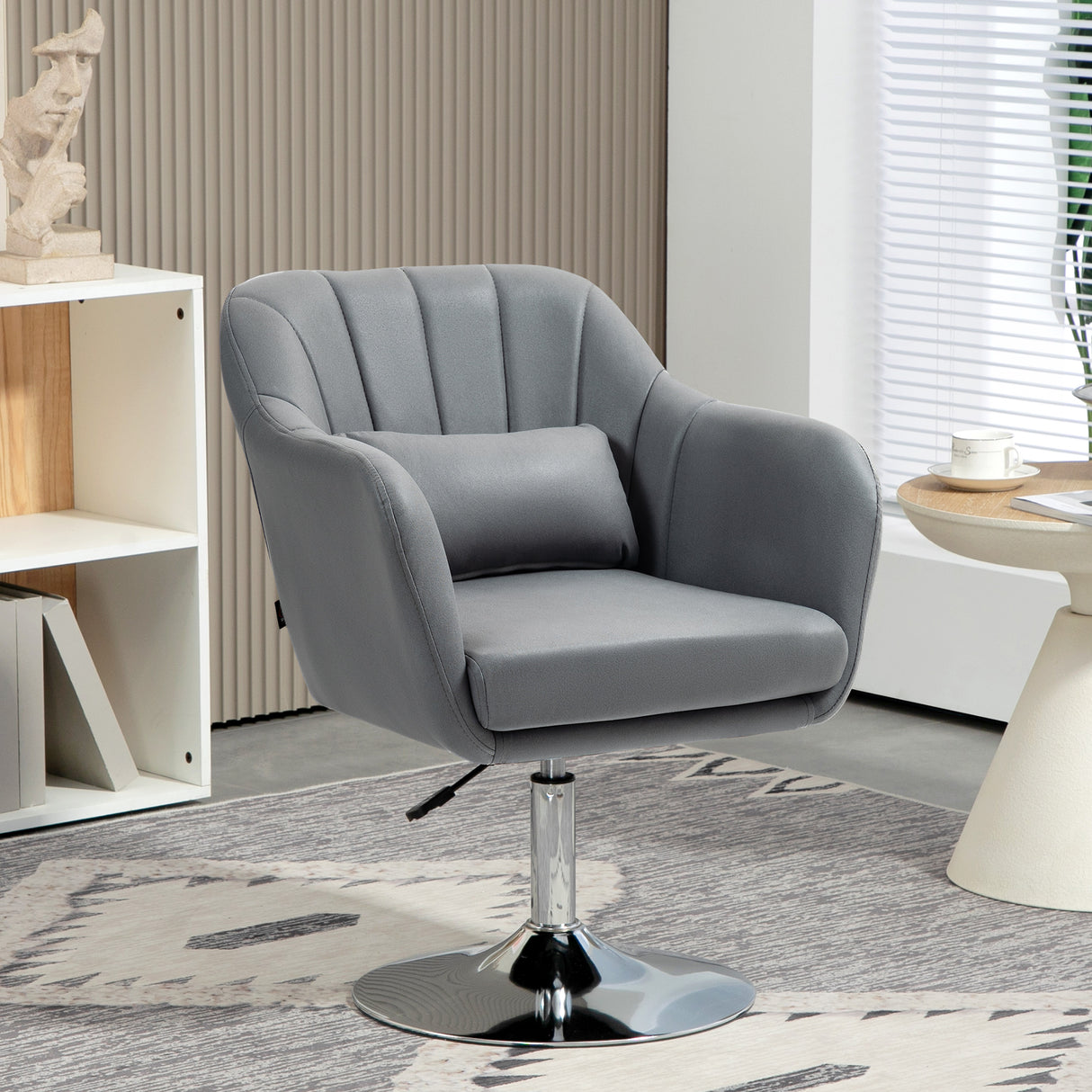 Microfibre Fabric Accent Chair 60cm Wide With Adjustable Height - Velmora